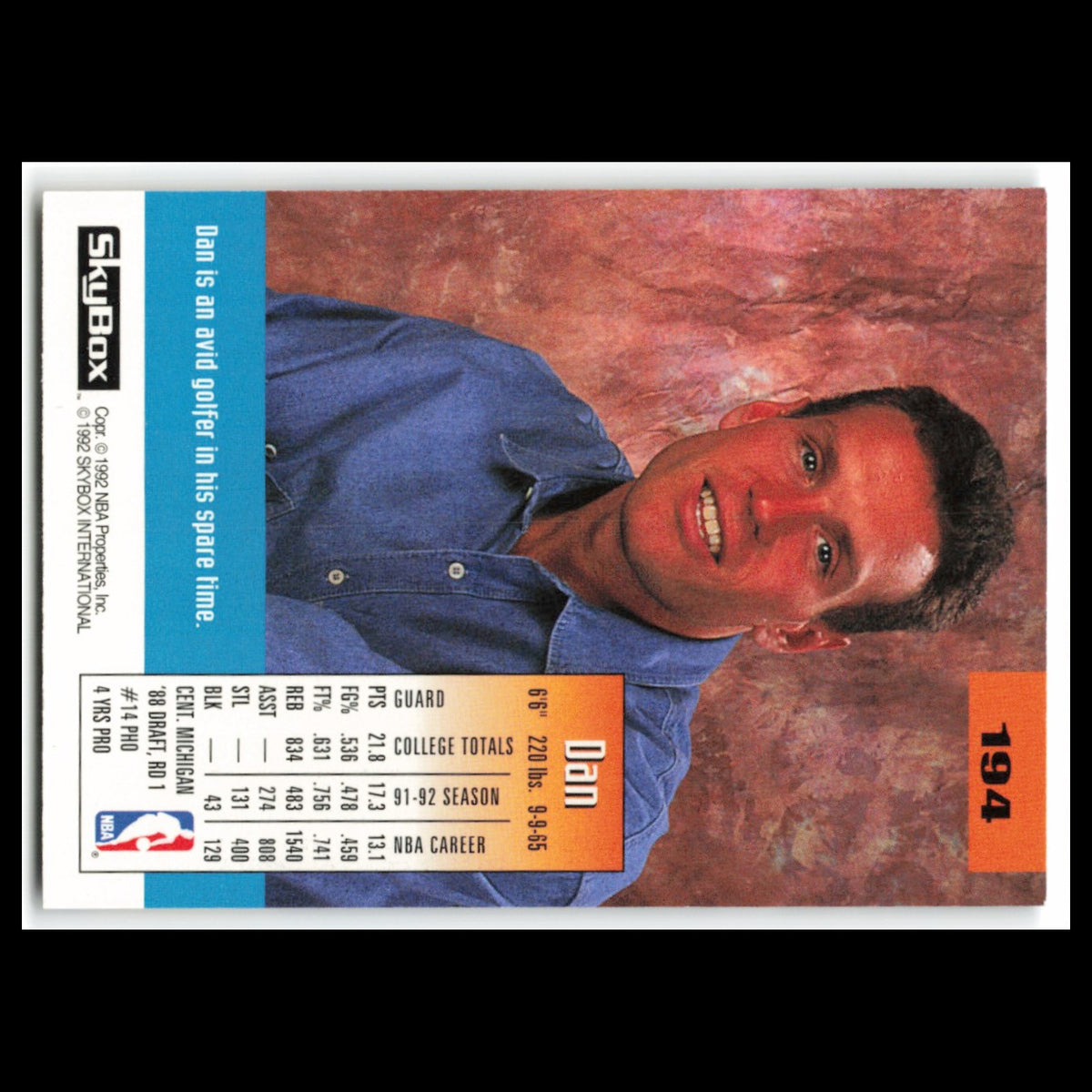 Dan Majerle #194 1992 SkyBox Phoenix Suns Basketball Card NBA NM