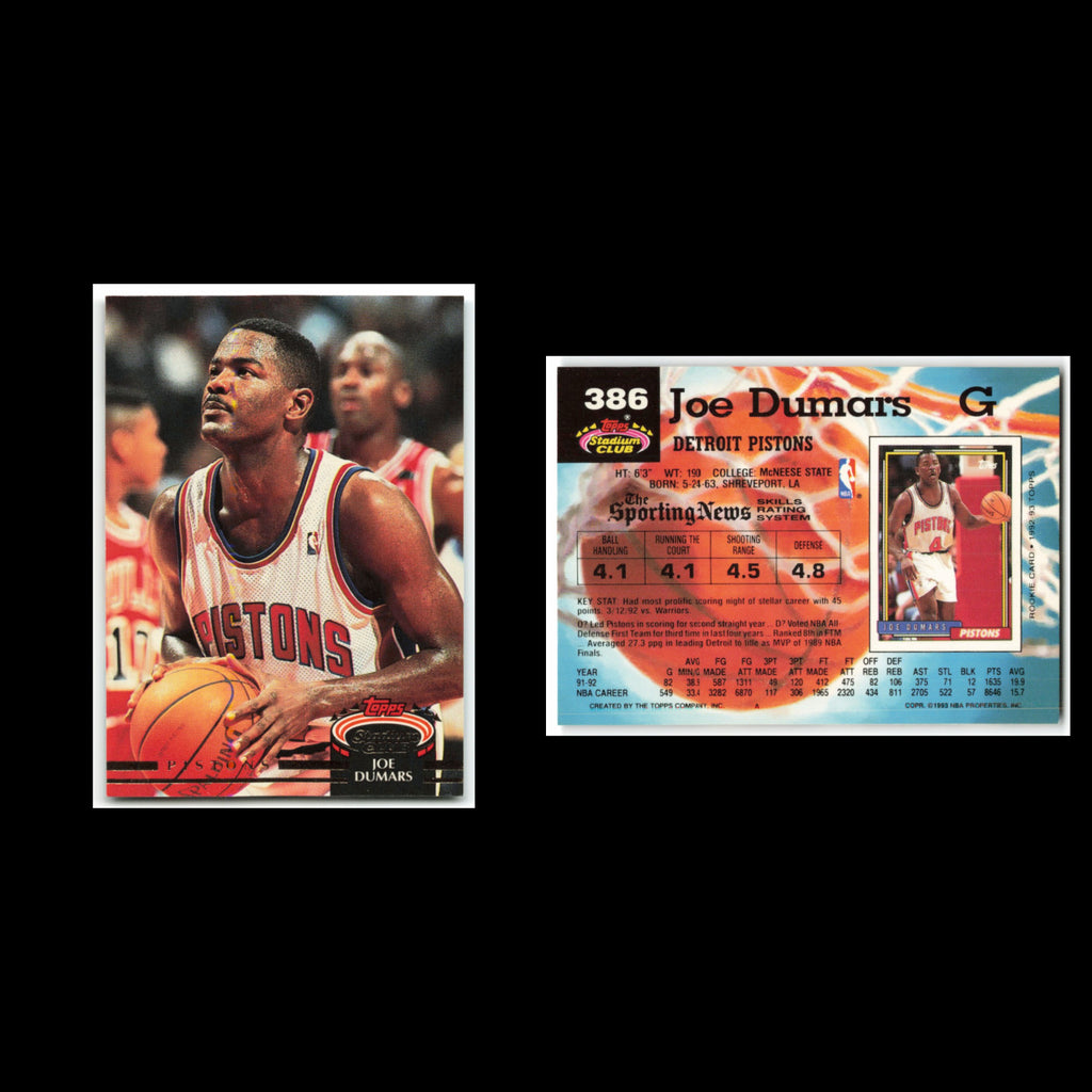 Joe Dumars #386 1992 Topps Stadium Club Detroit Pistons Basketball Card NBA NM