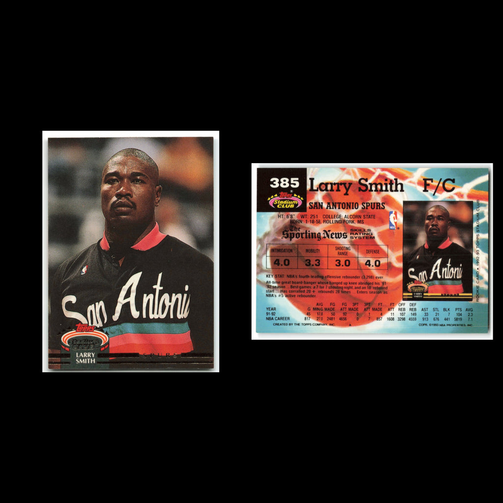 Larry Smith #385 1992 Topps Stadium Club San Antonio Spurs Basketball Card NBA