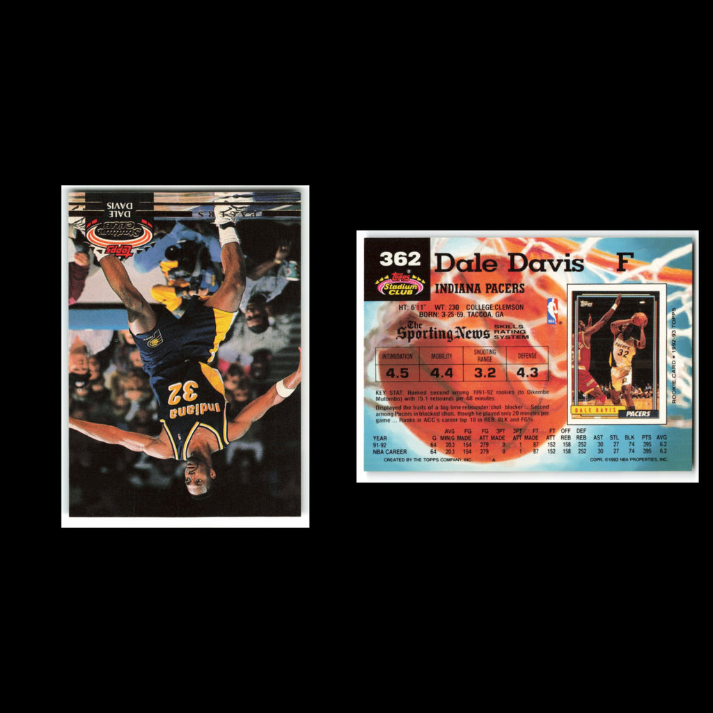 Dale Davis #362 1992 Topps Stadium Club Indiana Pacers Basketball Card NBA NM