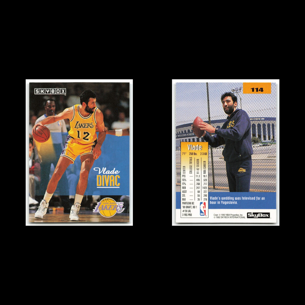 Vlade Divac #114 1992 SkyBox Los Angeles Lakers Basketball Card NBA NM