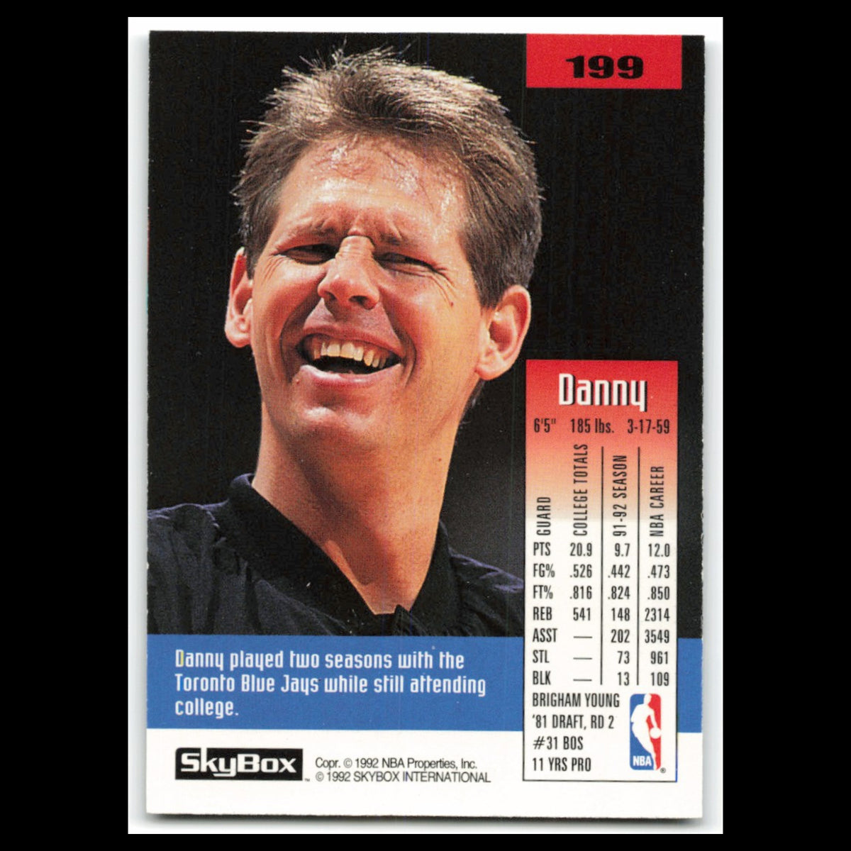 Danny Ainge #199 1992 SkyBox Phoenix Suns Basketball Card NBA NM