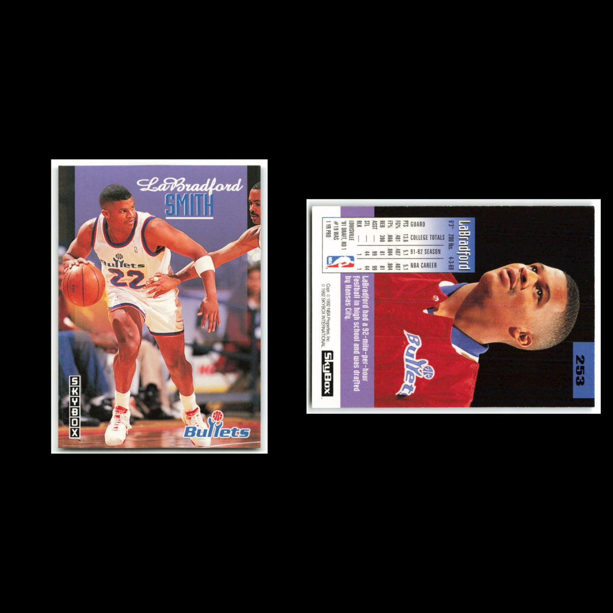 LaBradford Smith #253 1992 SkyBox Washington Bullets Basketball Card NBA NM