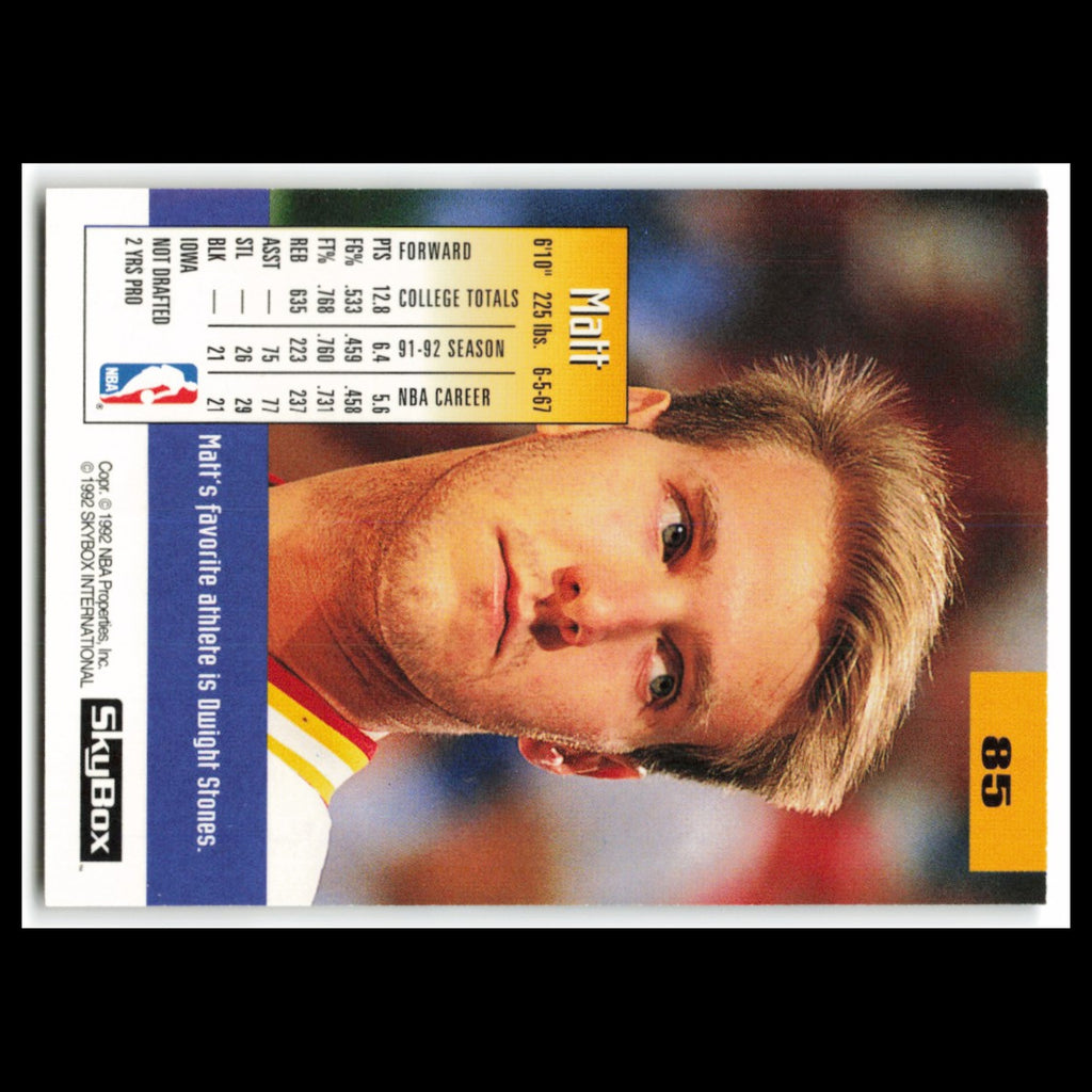 Matt Bullard #85 1992 SkyBox Houston Rockets Basketball Card NBA NM