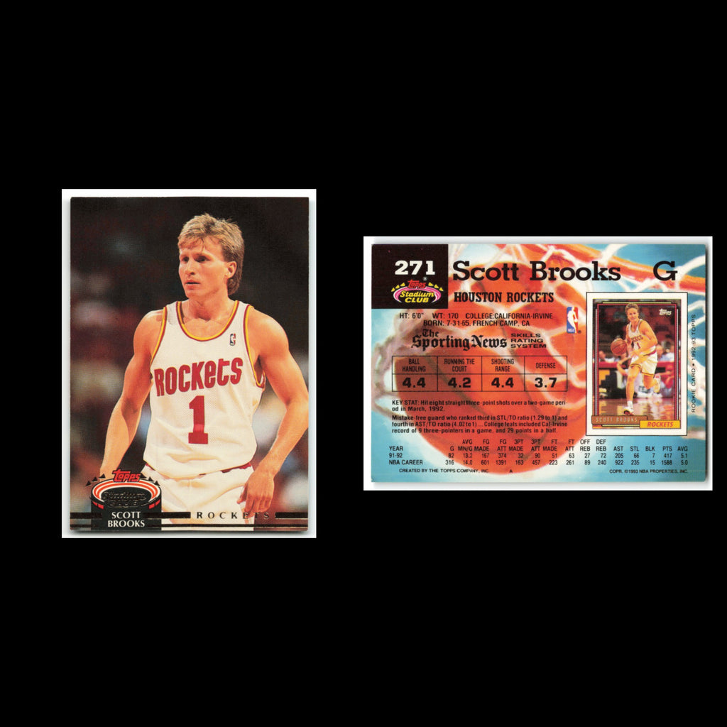 Scott Brooks #271 1992 Topps Stadium Club Houston Rockets Basketball Card NBA NM