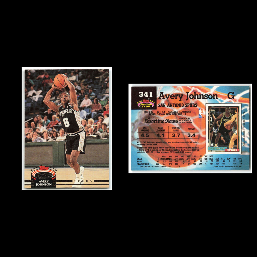 Avery Johnson #341 1992 Topps Stadium Club San Antonio Spurs Basketball Card NBA