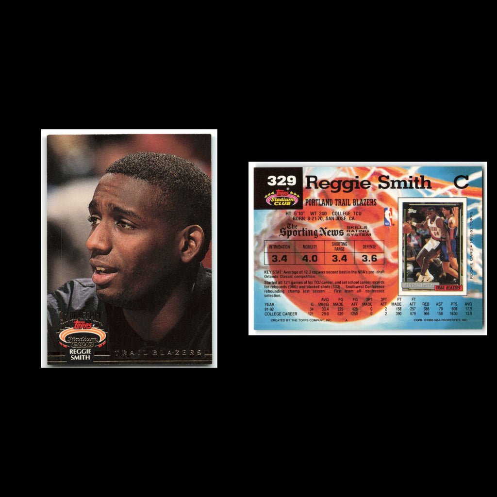 Reggie Smith Rookie #329 1992 Topps Stadium Club Portland Trail Blazers Card NBA