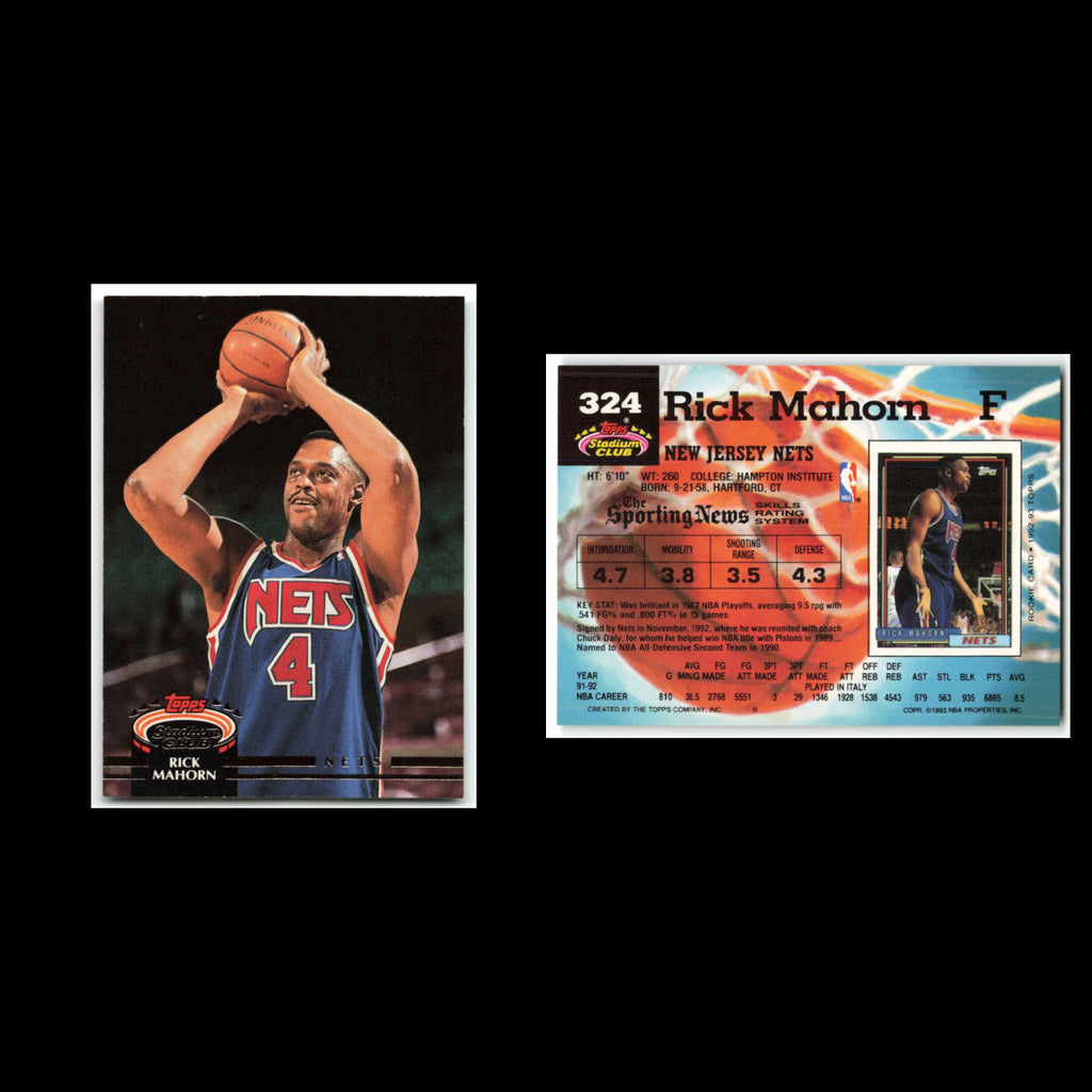 Rick Mahorn #324 1992 Topps Stadium Club New Jersey Nets Basketball Card NBA NM