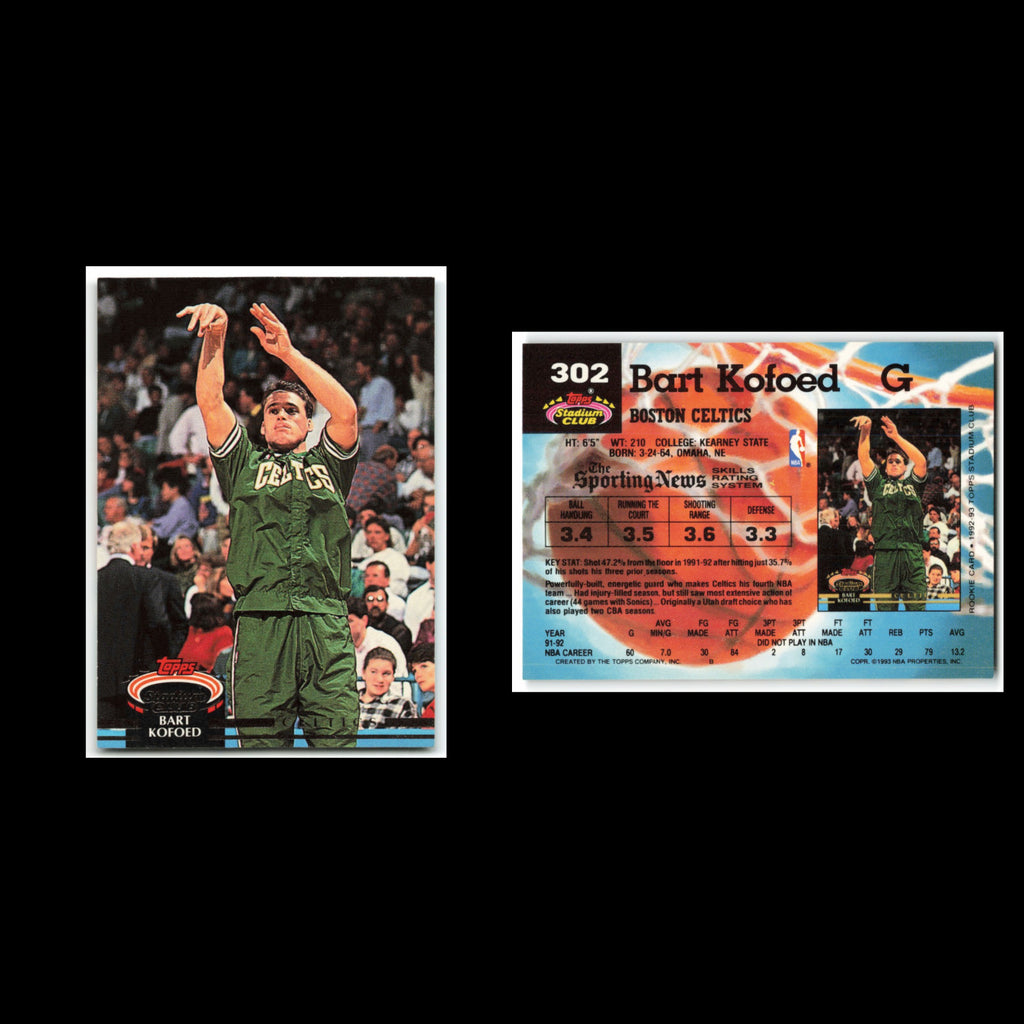 Bart Kofoed #302 1992 Topps Stadium Club Boston Celtics Basketball Card NBA NM