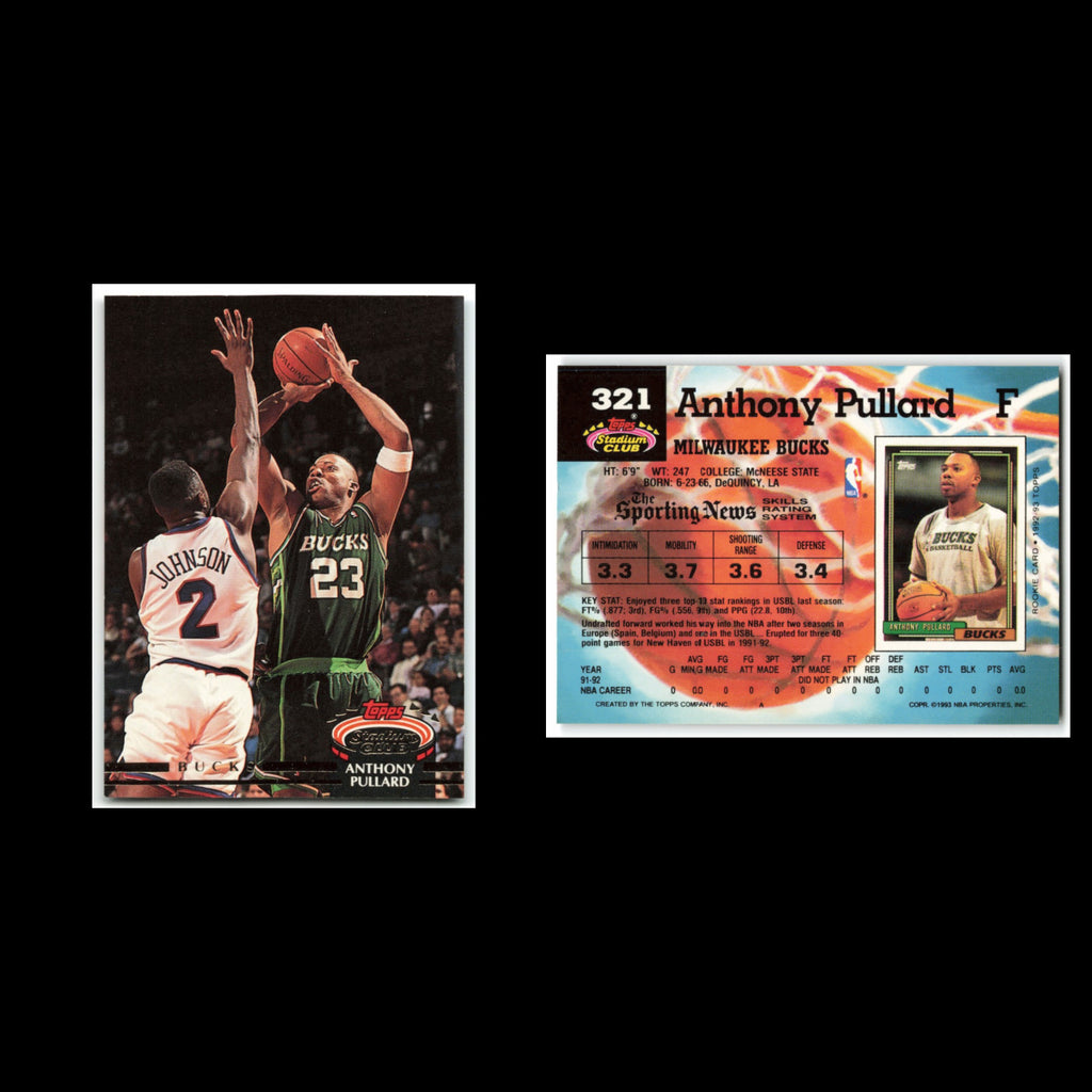 Anthony Pullard Rookie #321 1992 Topps Stadium Club Milwaukee Bucks Basketball