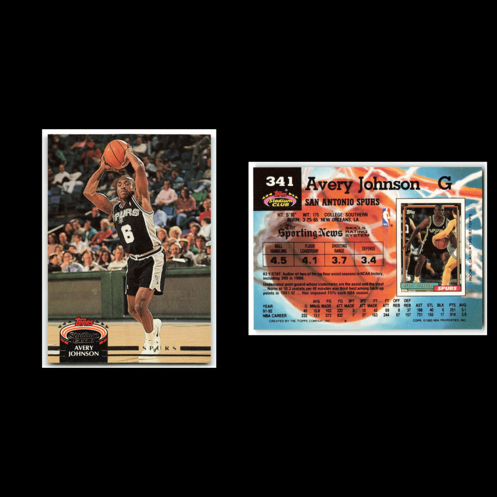 Avery Johnson #341 1992 Topps Stadium Club San Antonio Spurs Basketball Card NBA