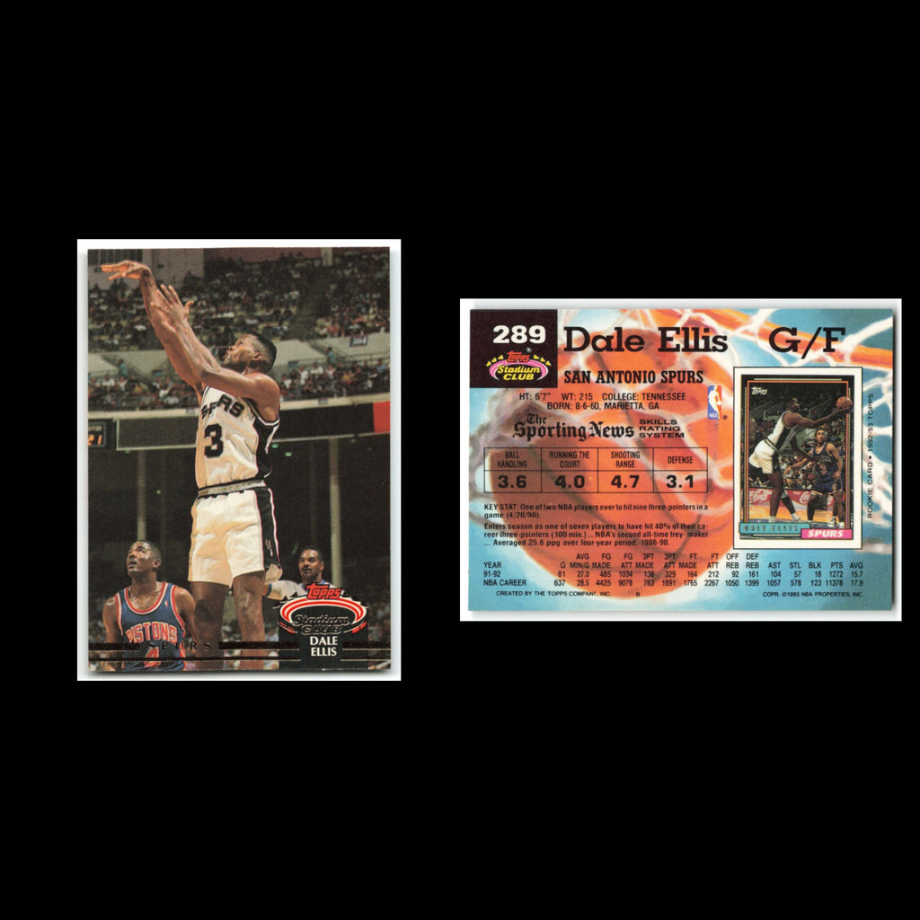 Dale Ellis #289 1992 Topps Stadium Club San Antonio Spurs Basketball Card NBA NM