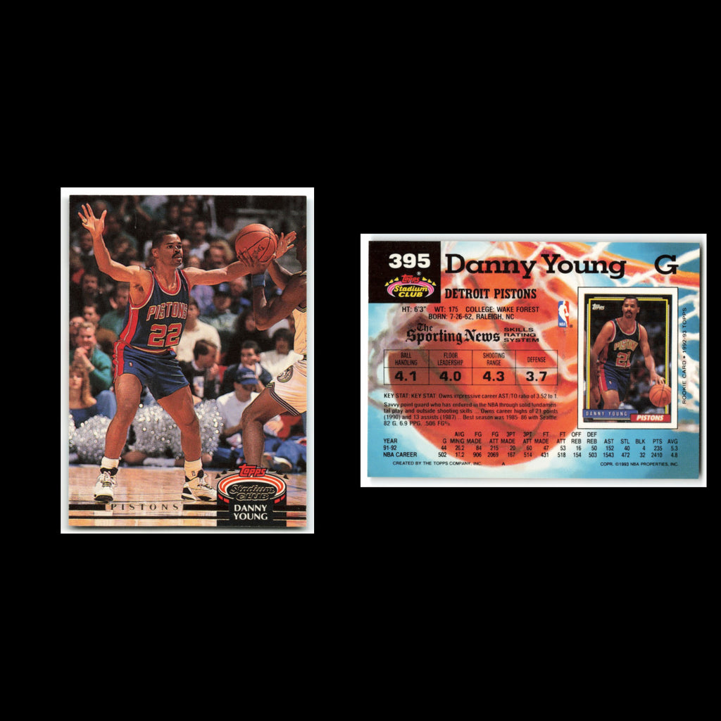 Danny Young #395 1992 Topps Stadium Club Detroit Pistons Basketball Card NBA NM