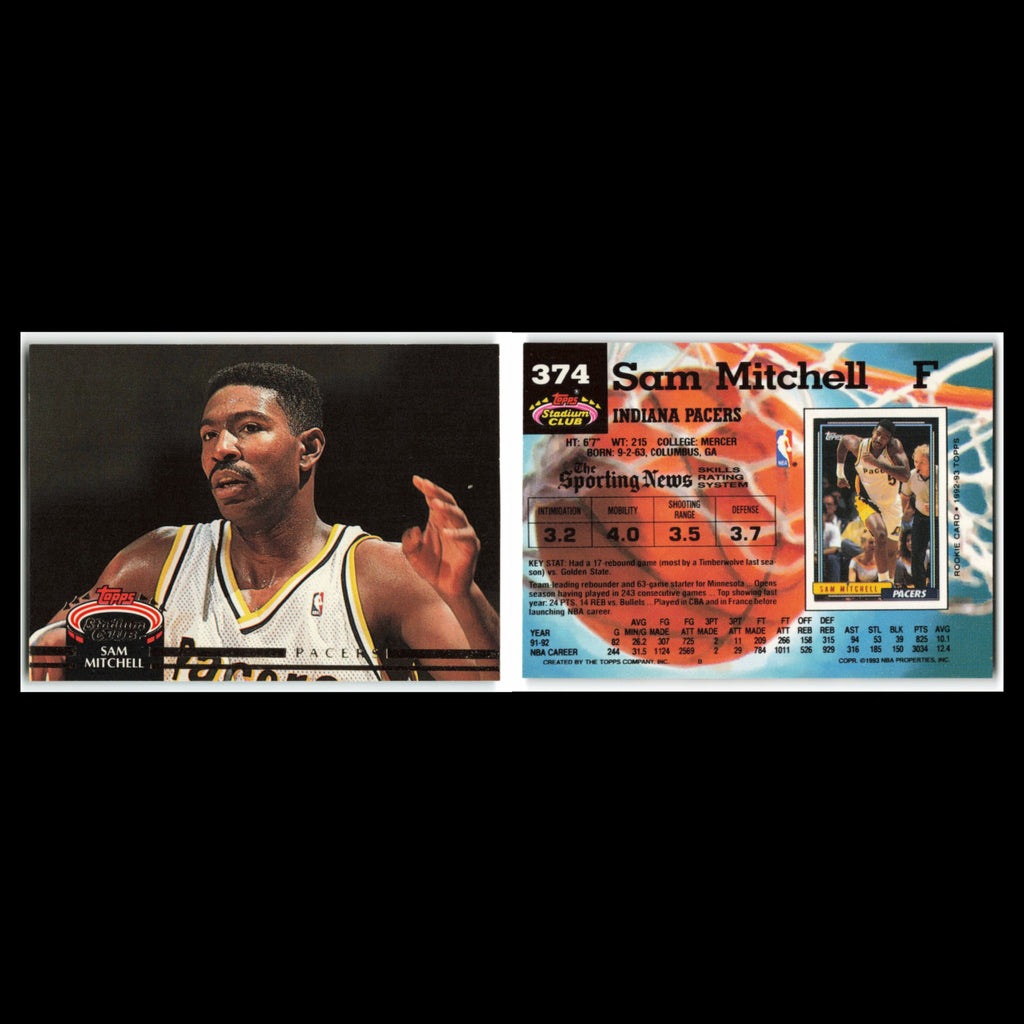 Sam Mitchell #374 1992 Topps Stadium Club Indiana Pacers Basketball Card NBA NM