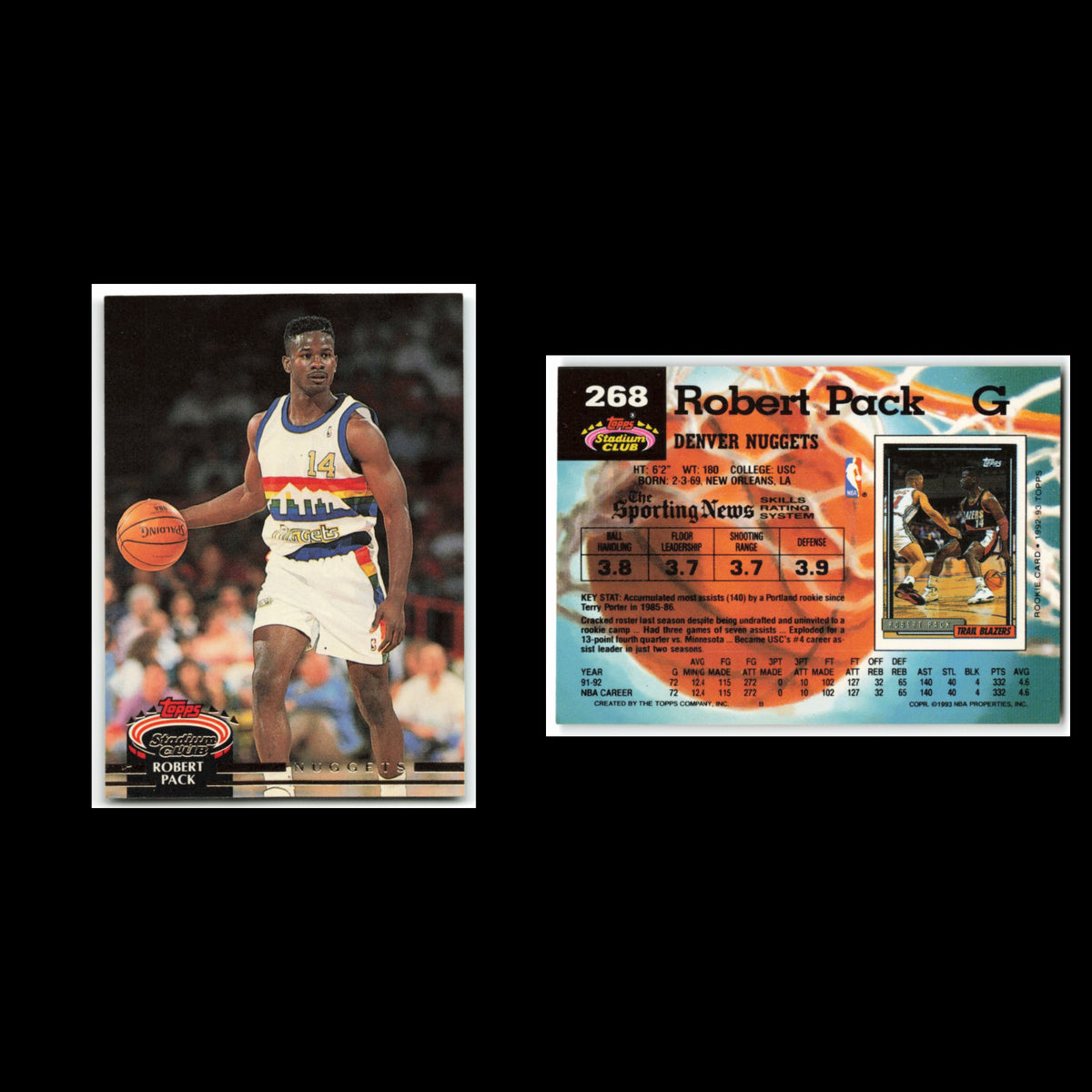 Robert Pack #268 1992 Topps Stadium Club Denver Nuggets Basketball Card NBA NM