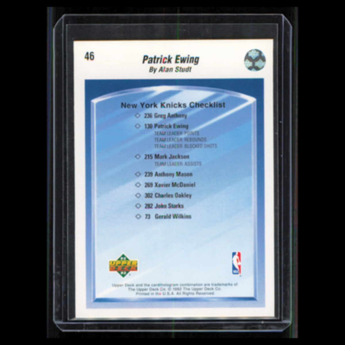 Patrick Ewing #46 1992 Upper Deck New York Knicks Basketball Card NBA NM