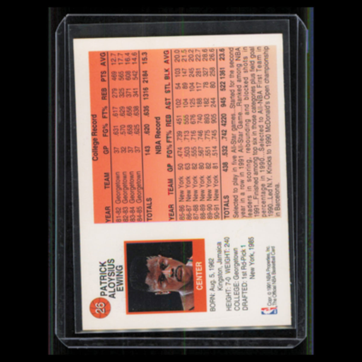 Patrick Ewing #26 1991 Hoops New York Knicks Basketball Card NBA NM