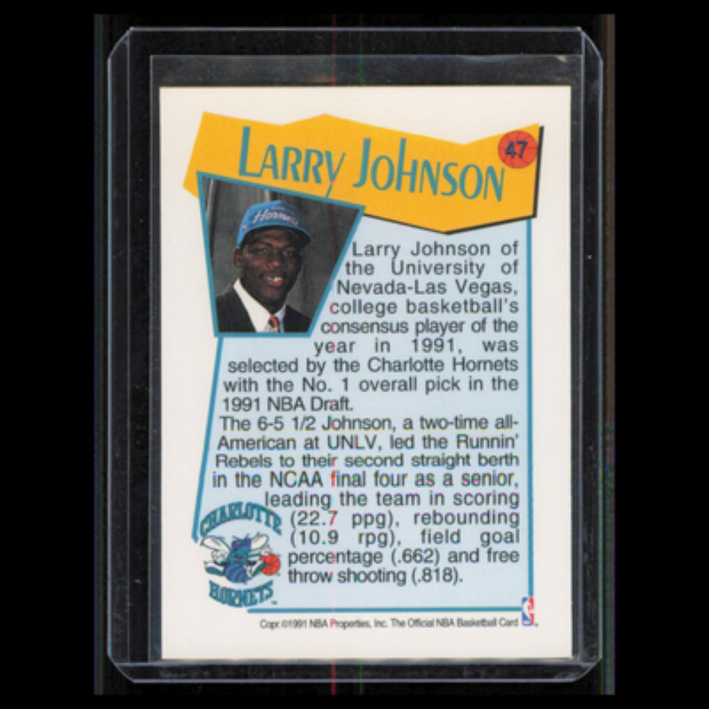 Larry Johnson #47 1991 Hoops Charlotte Hornets Basketball Card NBA NM