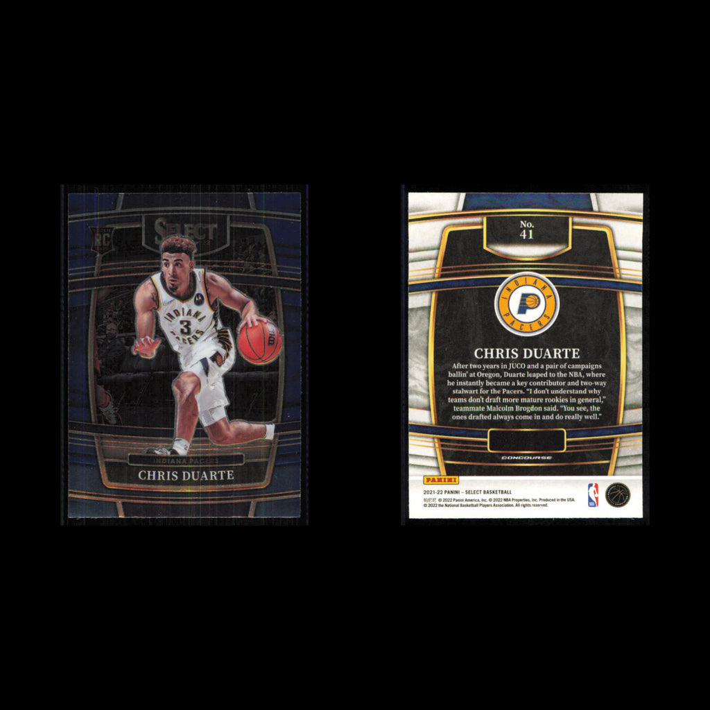 Chris Duarte Rookie #41 2021 Panini Select Blue Indiana Pacers Basketball Card