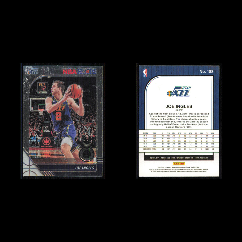 Joe Ingles #188 2019 Hoops Premium Stock Utah Jazz Basketball Card NBA NM