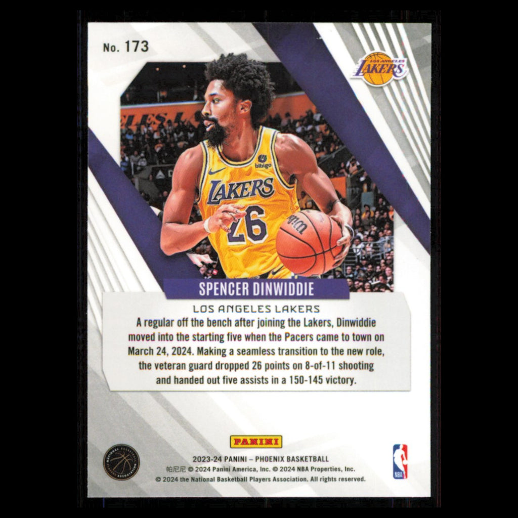 Spencer Dinwiddie #173 2023 Panini Phoenix Los Angeles Lakers Basketball Card NM