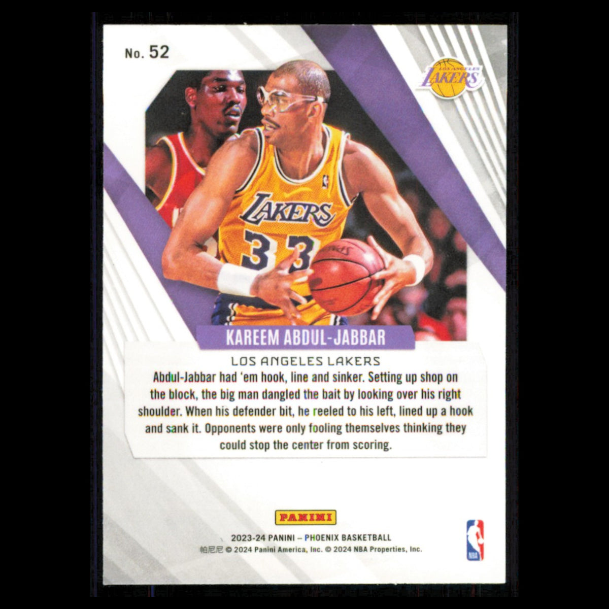 Kareem Abdul-Jabbar #52 2023 Panini Phoenix Lazer Los Angeles Lakers Basketball