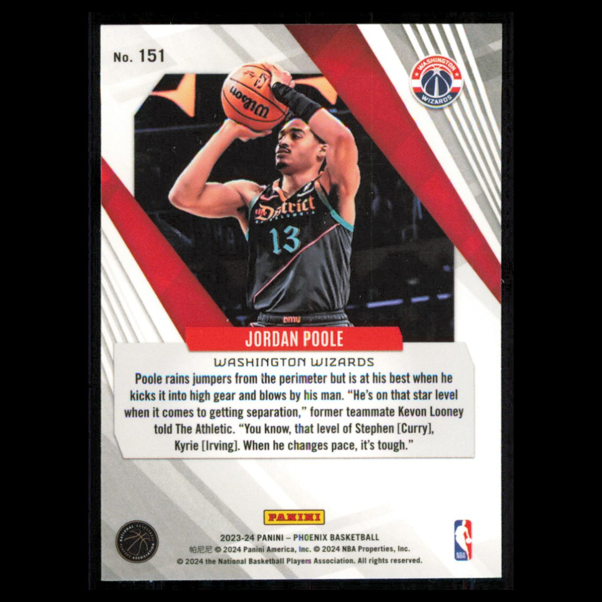 Jordan Poole #151 2023 Panini Phoenix Washington Wizards Basketball Card NBA NM