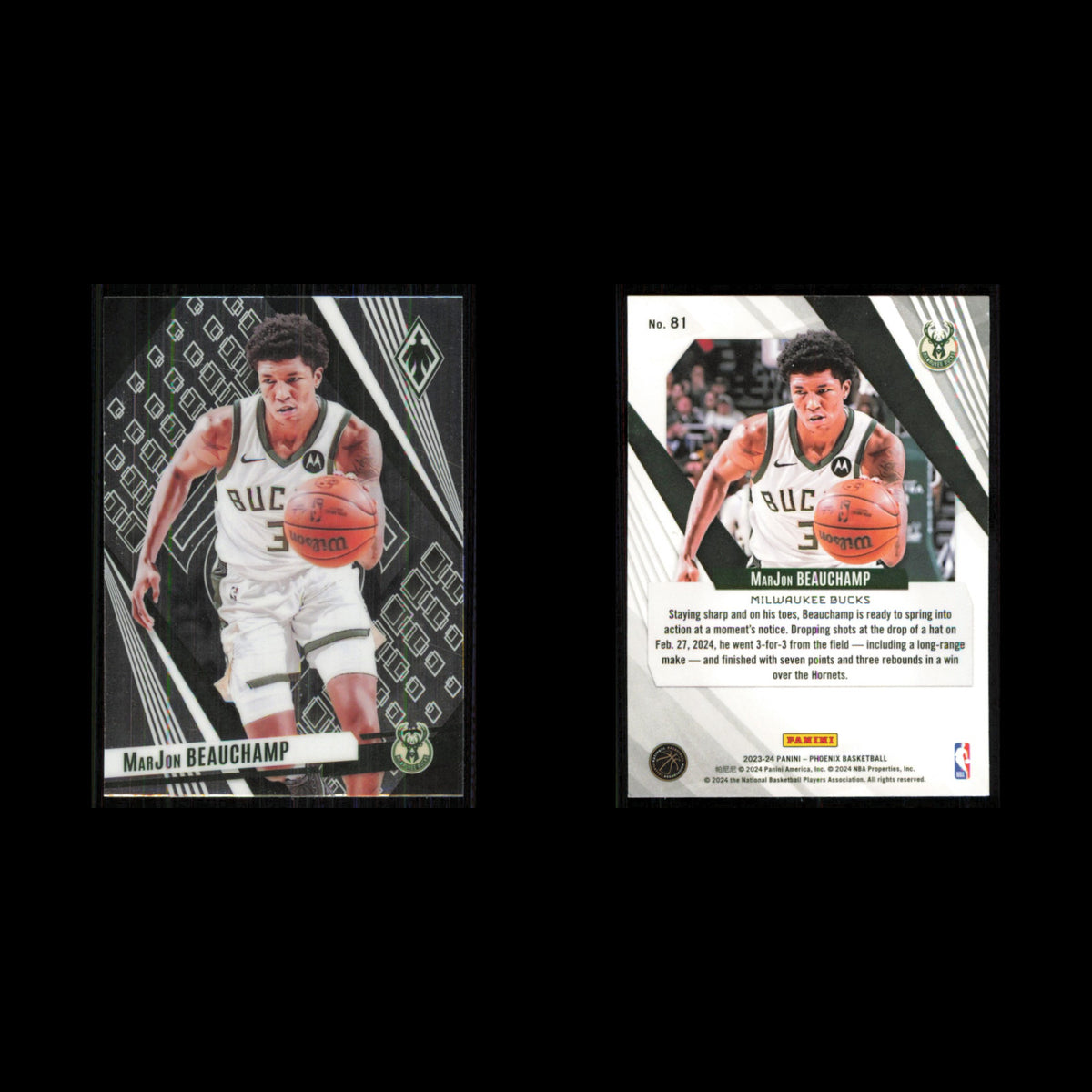 MarJon Beauchamp #81 2023 Panini Phoenix Milwaukee Bucks Basketball Card NBA NM