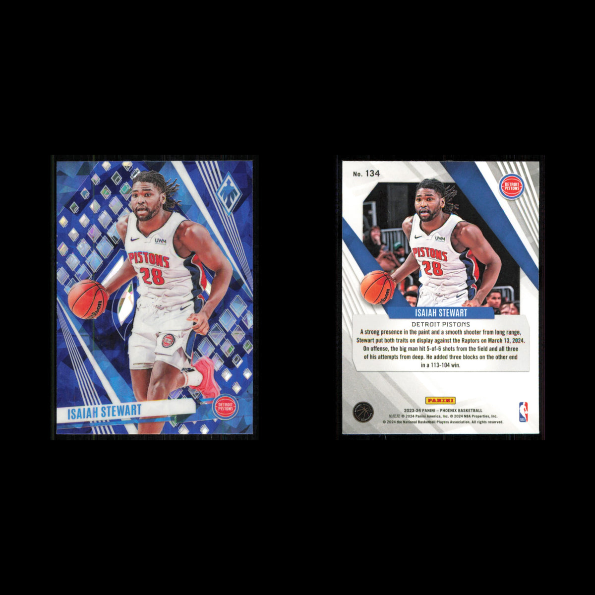 Isaiah Stewart #134 2023 Panini Phoenix Blue Ice Detroit Pistons Basketball Card
