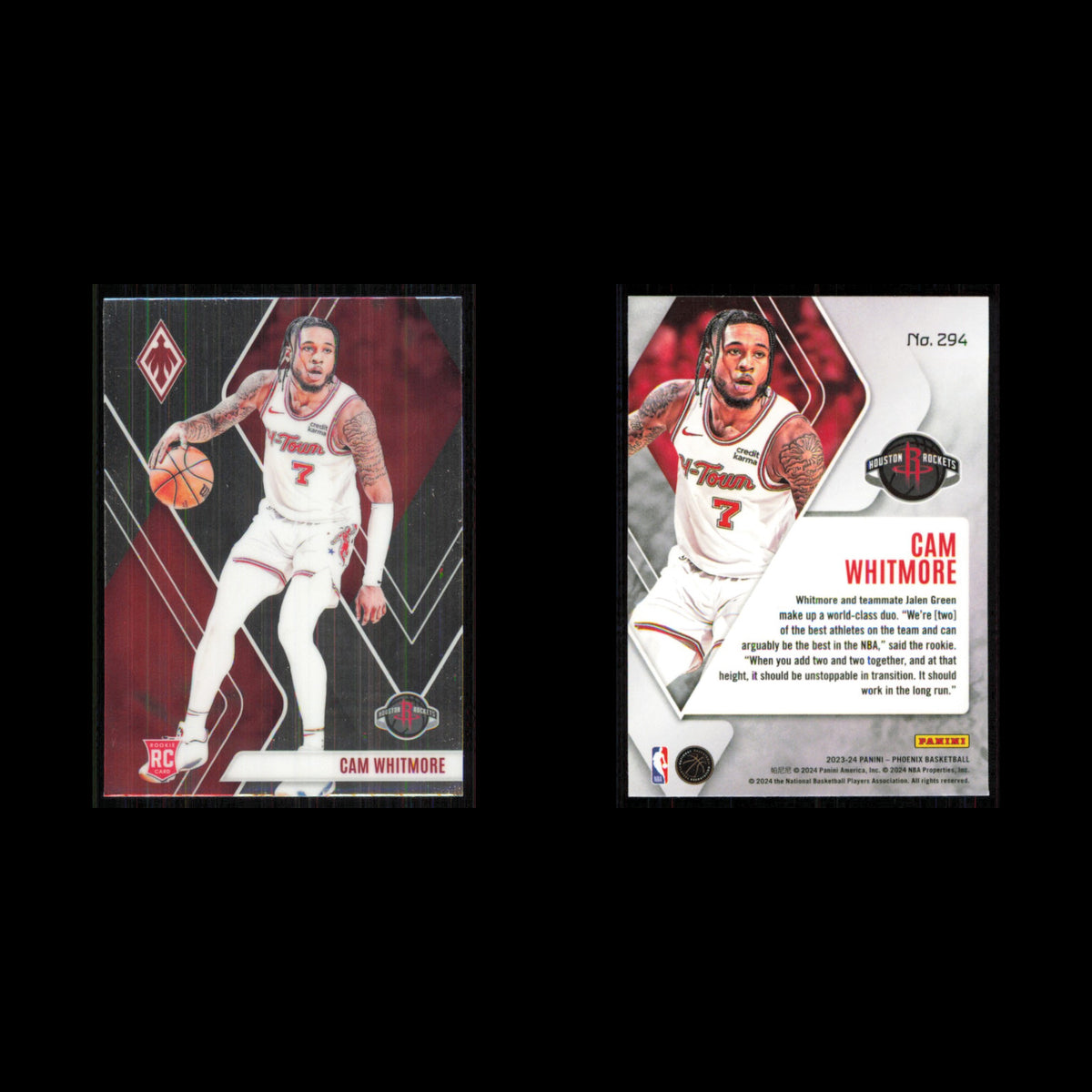 Cam Whitmore Rookie #294 2023 Panini Phoenix Houston Rockets Basketball Card NBA
