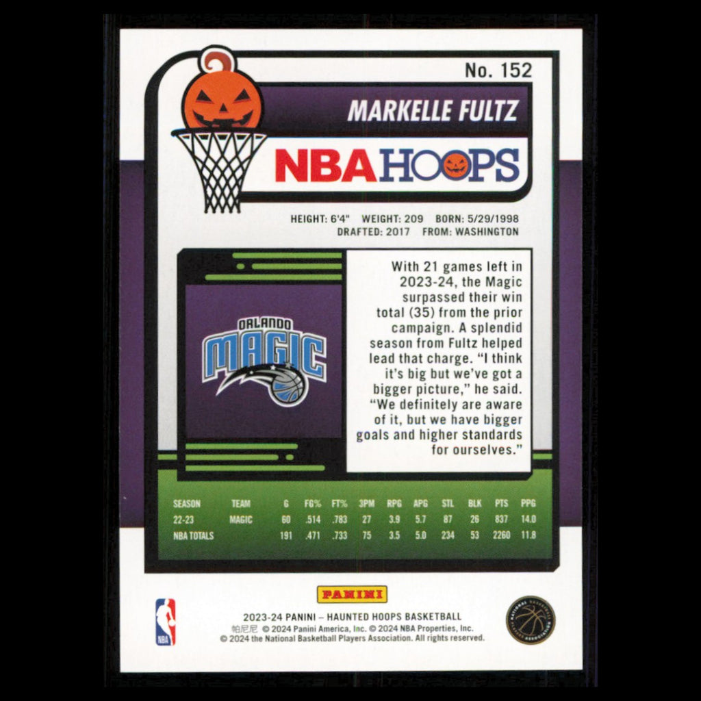 Markelle Fultz #152 2023 Hoops Haunted Orlando Magic Basketball Card NBA NM