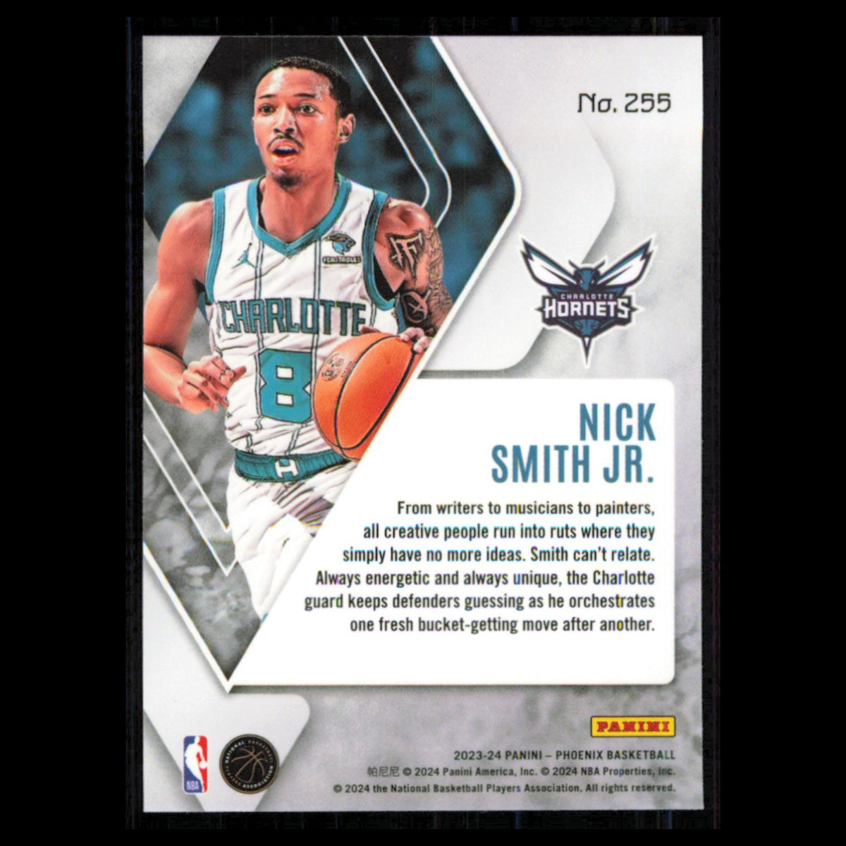 Nick Smith Jr. Rookie #255 2023 Panini Phoenix Charlotte Hornets Basketball Card