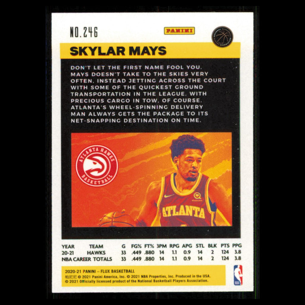 Skylar Mays Rookie #246 2020 Panini Flux Atlanta Hawks Basketball Card NBA NM