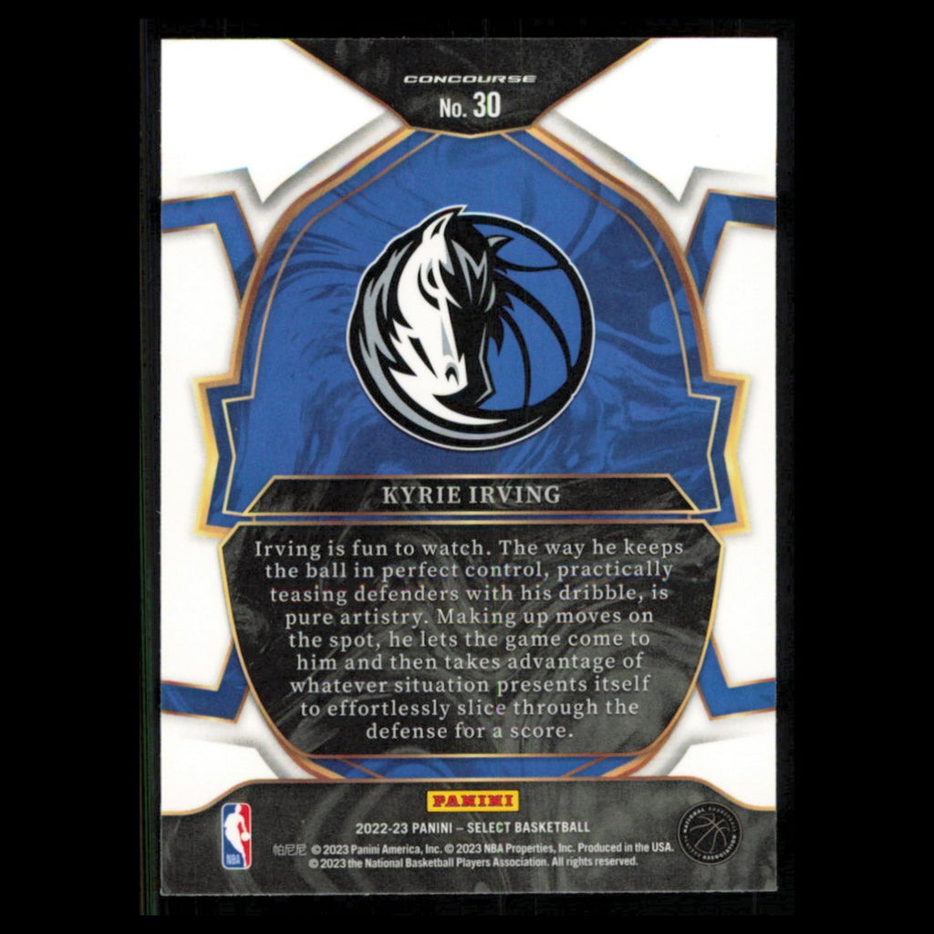 Kyrie Irving #30 2022 Panini Select Blue Dallas Mavericks Basketball Card NBA NM