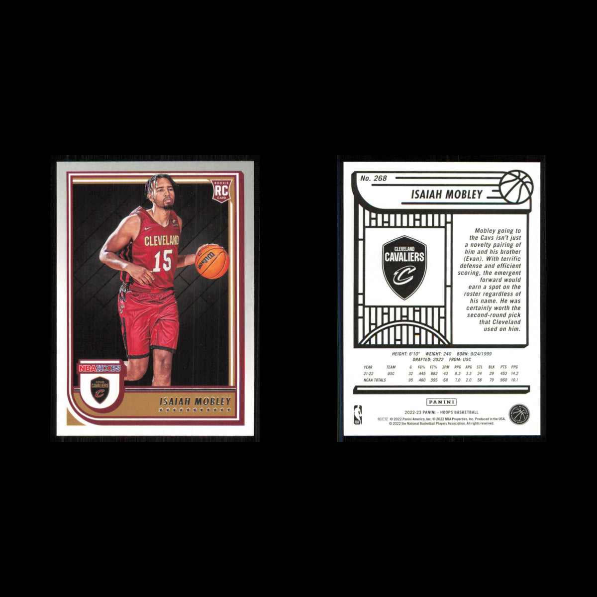 Isaiah Mobley Rookie #268 2022 Hoops Cleveland Cavaliers Basketball Card NBA NM
