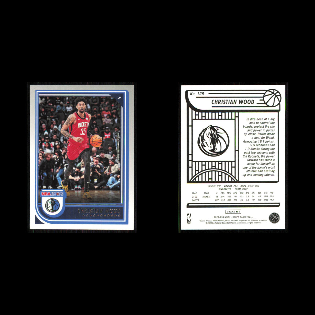 Christian Wood #128 2022 Hoops Dallas Mavericks Basketball Card NBA NM
