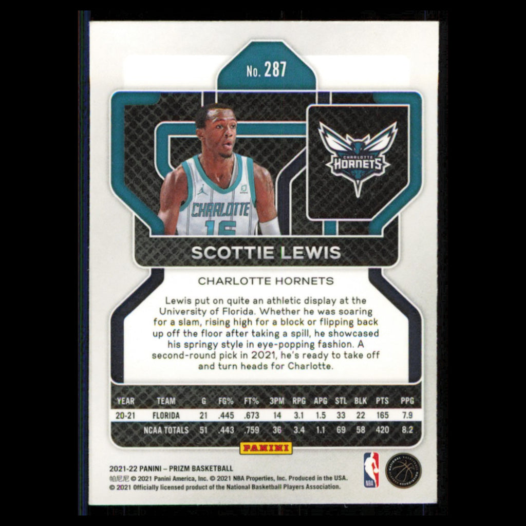 Scottie Lewis Rookie #287 2021 Panini Prizm Charlotte Hornets Basketball Card NM