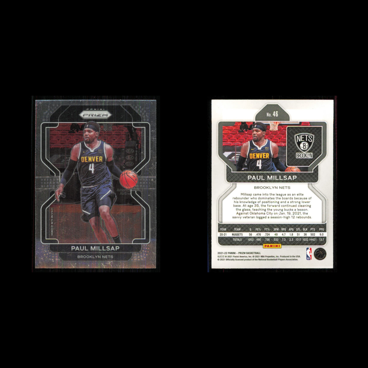 Paul Millsap #46 2021 Panini Prizm Brooklyn Nets Basketball Card NBA NM