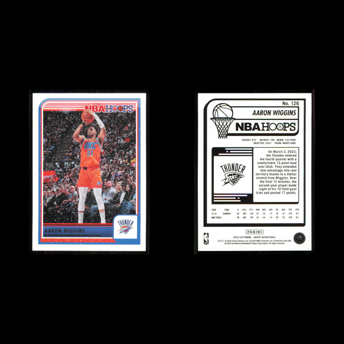 Aaron Wiggins #126 2023 Hoops Oklahoma City Thunder Basketball Card NBA NM