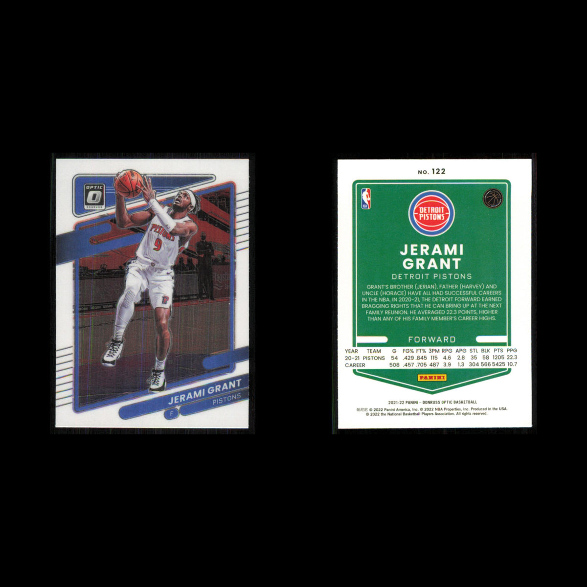 Jerami Grant #122 2021 Donruss Optic Detroit Pistons Basketball Card NBA NM