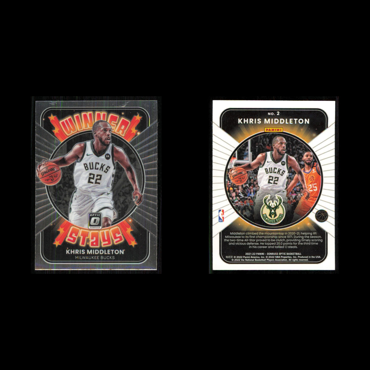 Khris Middleton #2 2021 Donruss Optic Milwaukee Bucks Basketball Card NBA NM