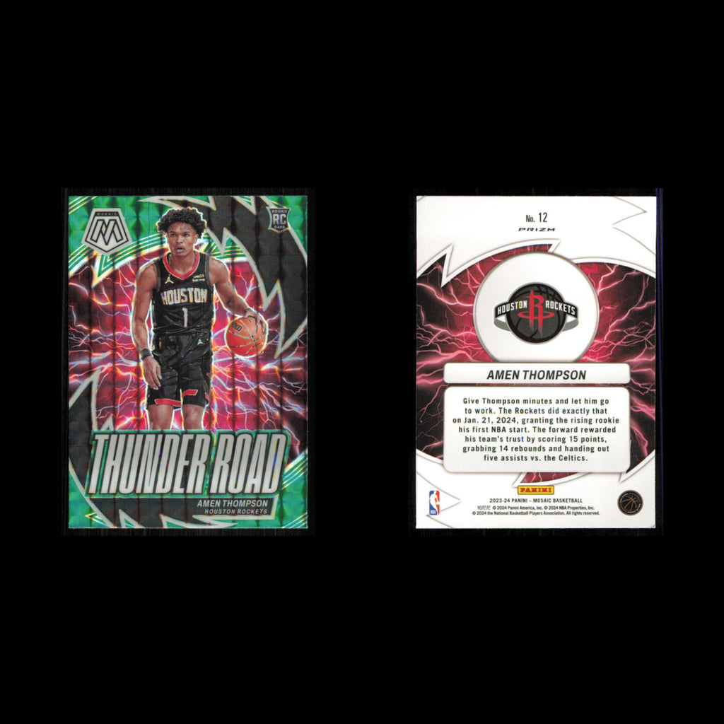 Amen Thompson #12 2023 Panini Mosaic Green Houston Rockets Basketball Card NBA