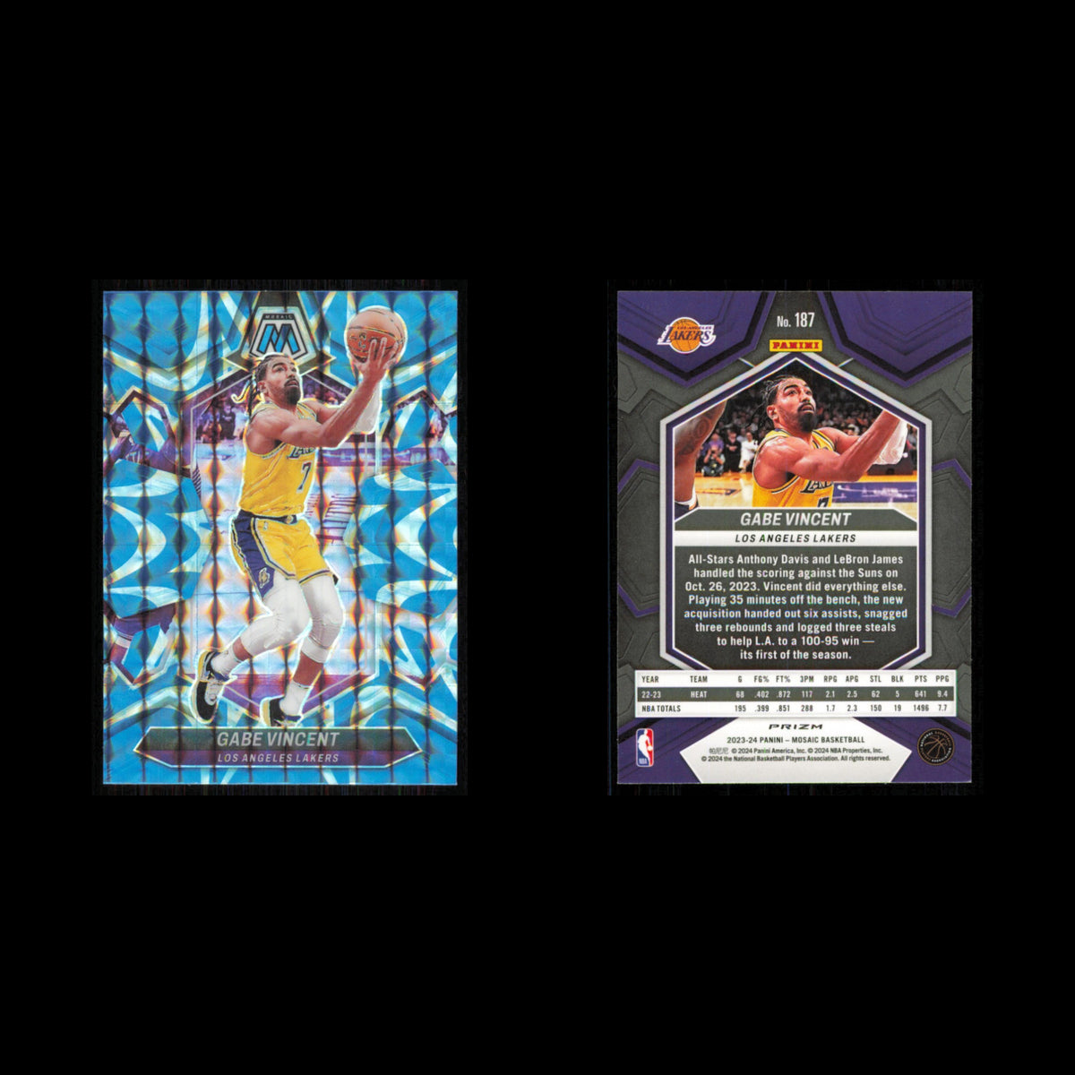 Gabe Vincent #187 2023 Panini Mosaic Reactive Blue Los Angeles Lakers Basketball