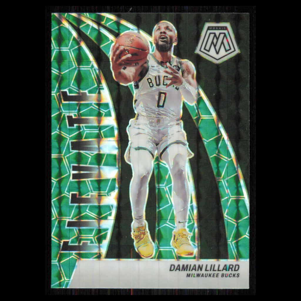 Damian Lillard #14 2023 Panini Mosaic Green Milwaukee Bucks Basketball Card NBA