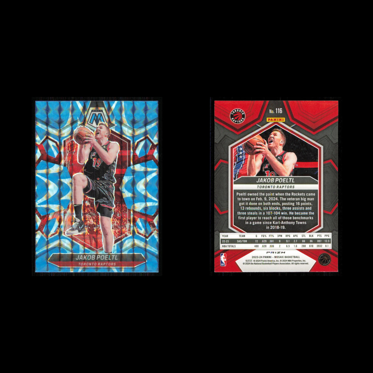 Jakob Poeltl #116 2023 Panini Mosaic Reactive Blue Toronto Raptors Basketball NM