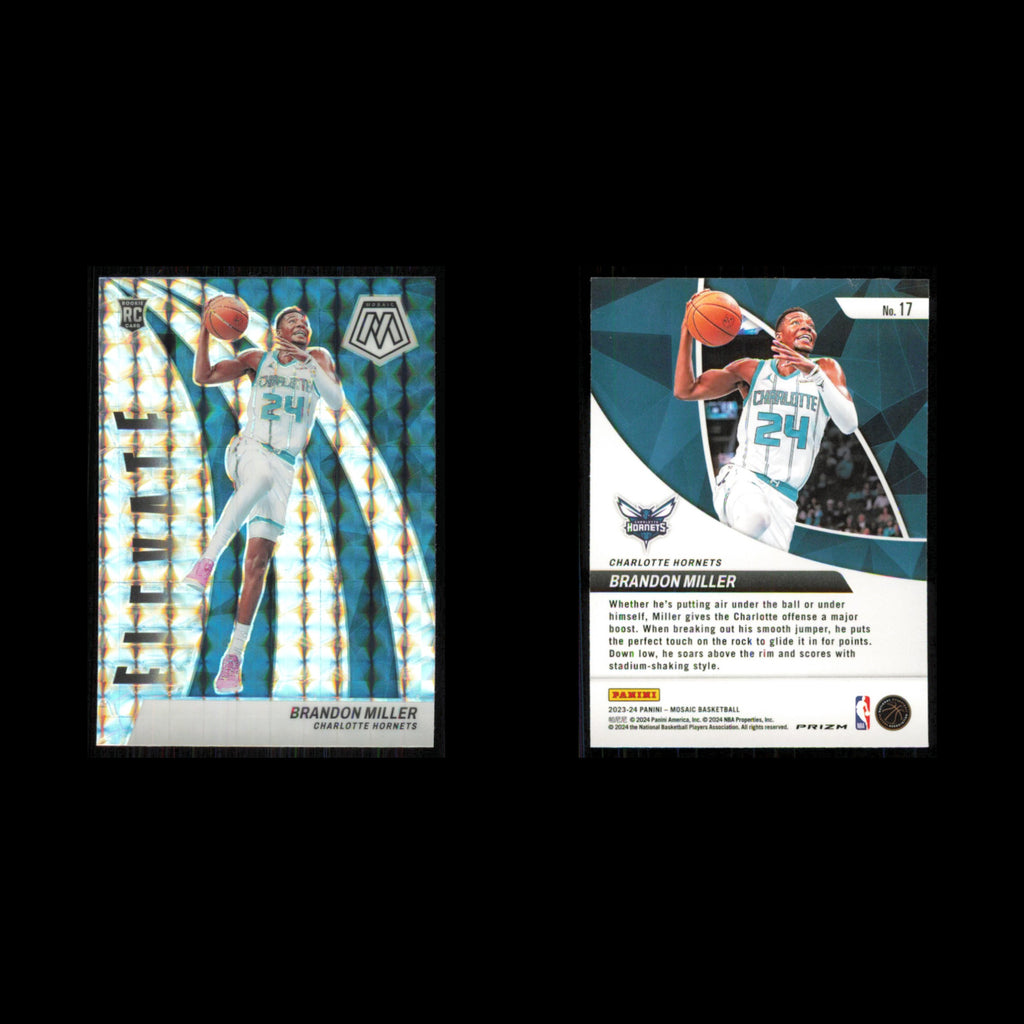 Brandon Miller Rookie #17 2023 Panini Mosaic Charlotte Hornets Basketball Card