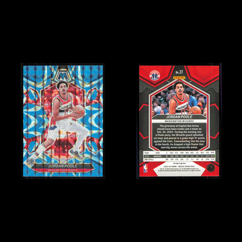 Jordan Poole #27 2023 Panini Mosaic Reactive Blue Washington Wizards Basketball