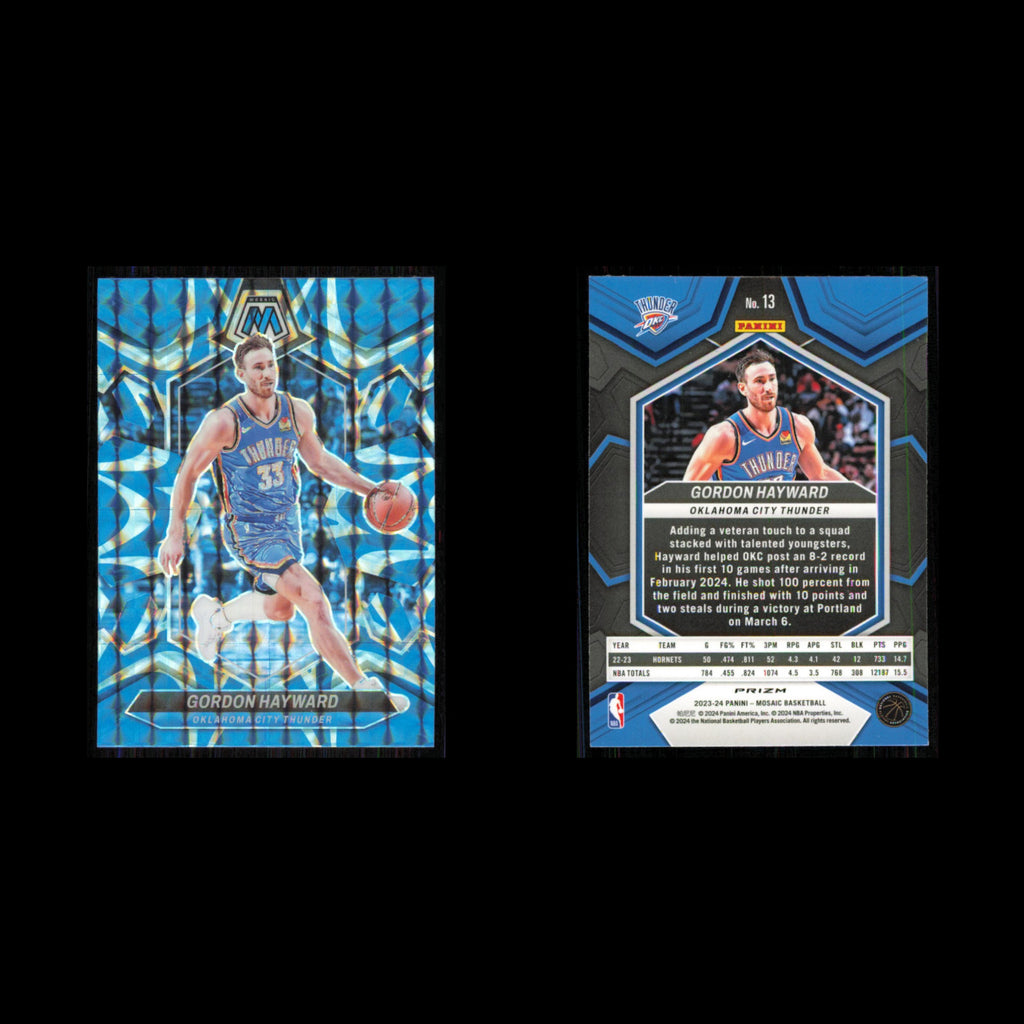Gordon Hayward #13 2023 Panini Mosaic Reactive Blue Oklahoma City Thunder Card