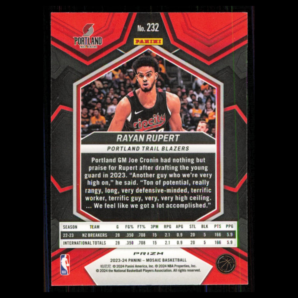 Rayan Rupert Rookie #232 2023 Panini Mosaic Reactive Blue Portland Trail Blazers