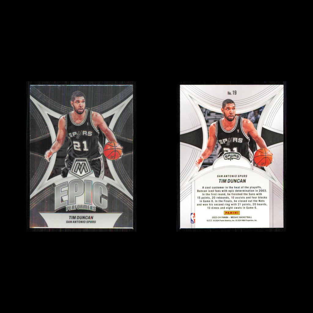 Tim Duncan #19 2023 Panini Mosaic Epic Performers San Antonio Spurs Basketball